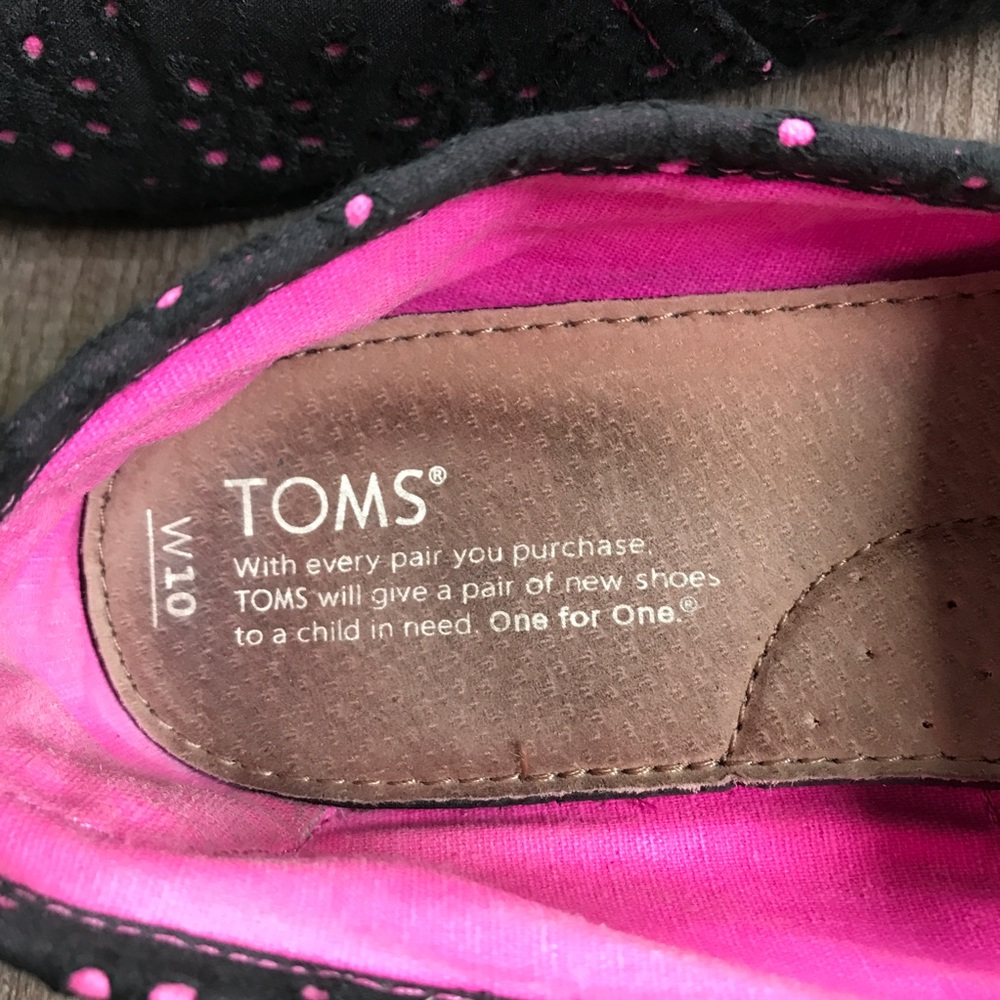 Sold on eBay • TOMS SIZE 10W BLACK PINK FLOWER - Picture 4 of 8